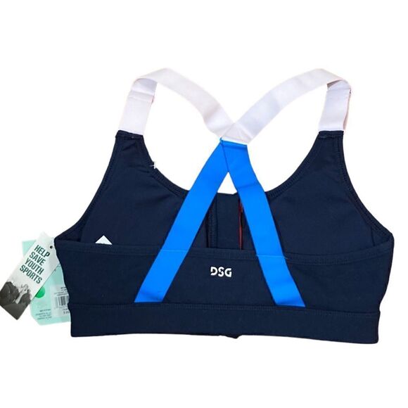 DSG Front Zip University Navy Strappy Bra, Size XS, NWT - Picture 2 of 6